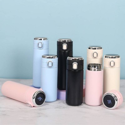 320ml/420ml Vacuum Thermos With Bounce Lid Latch Spring Cover Vacuum Bottle Stainless Steel Temperature Display Vacuum Cup